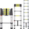 2.6M Telescopic Ladder 8.5FT Multi-Purpose Folding Aluminium Telescoping Ladder Foldable Ladder Extension Ladder Extendable Portable Loft Ladder Lightweight for Outdoor Indoor Work, 330lb Capacity