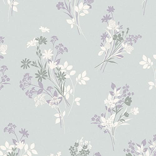 Laura Ashley Igerna Vliestapete Pale Duck Egg Blue 10mx52cm | Tapeten Wohnzimmer, Wandverkleidung | Einfach anzubringen und zu Entfernen 1005 x 52