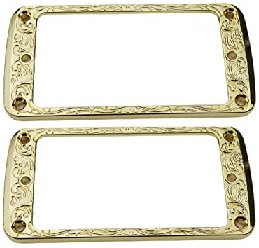 Guyker Flache Humbucker-Abdeckung aus Metall, Pickup-Montagering-Set – Steghals-Tonabnehmerrahmen, Ersatzteil für E-Gitarre oder Präzisions-Bass (2 Stück, PR006 Gold)