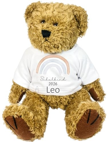 Kilala Teddy 'Schulkind' ABC-Schütze – Personalisiertes Kuscheltier, Glücksbringer Einschulung (Regenbogen)