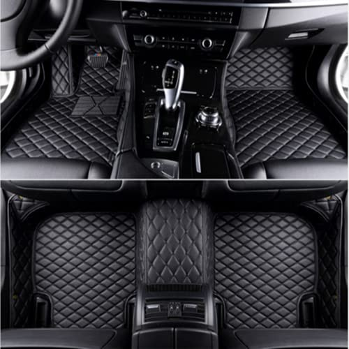77YLMT77 Nach Maß Auto FußMatten Kompatibel mit 98.8% Jaguar E-Pace,F-Pace,F-Type,I-Pace,XE,XF,XJ,XK,PU-Leder Allwetter wasserdichte rutschfeste Auto Fussmatten Set (Schwarz)
