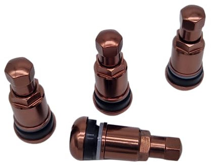 NAAA 4X Aluventile PKW Silver Silber Matt Metallventil 11,3mm Leicht Felgenventile (Kupfer)