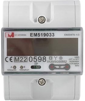 Ivy EM519033 Modbus MID Electricity Usage Meter, 3 Phase IR & RS485 RTU 5(80A) kWh Din Rail Smart Meter, Multi-Tariff Digital Energy Monitor (EM519033)