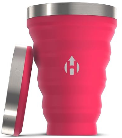 HYDAWAY Collapsible Pint - 16 oz, Silicone & Steel Rim I Collapsible Cup for Beer, Water & Soda, Portable Drinking Cup for Party, Camping, Backpacking & Hiking, Folding Travel Cups Collapse to 1-inch
