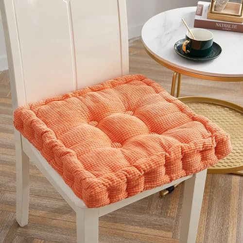 Sitzkissen Outdoor, 2er Set Stuhlkissen 50x50cm, Dicke Bodenkissen, Sitzpolster Outdoor für Bank und Gartenstuhl(Quadrat,Orange,50 x 50 cm)
