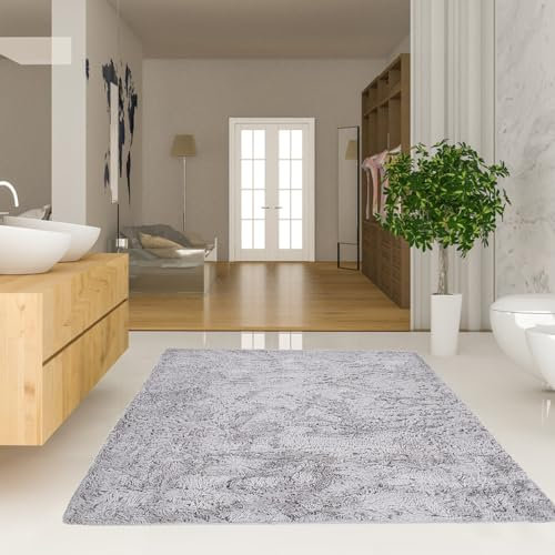 NINGBAI Alfombra Salon De Habitacion 120 x 140 cm Alfombra Lisa para salón, Alfombra Infantiles Peludas Unicolor Lavable Suave Pila Corta para Salon Habitacion Exterior Pasillo, Gris