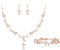 EVER FAITH Hochzeit Schmuck Set für Braut Brautjungfer, Klar Rosegold-Ton Teardrop Cubic Zirkonia Blatt Rebe Prom Halskette baumeln Ohrringe Armband für Damen
