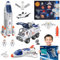 deAO Space Shuttle Rakete Spielzeug mit Licht & Sound, Rauchfunktionen, 5 In1 STEM Wissenschaft Lernspielzeug Projektionslampe Weltraumspielzeug, mit 4 Astronauten, Geschenk für 4 - 9 Junge Mädchen