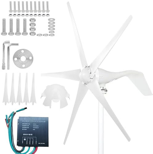 ZHOZHUT 100W / 200W / 300W Windturbine 12V/24V Heim-Windkraftanlagen Mit Controller Und 5 Nylonfaserklingen, Windkraftanlage Geräuscharm Windgenerator Für Straßenbeleuchtung, Haushaltsstrom,200w,12V