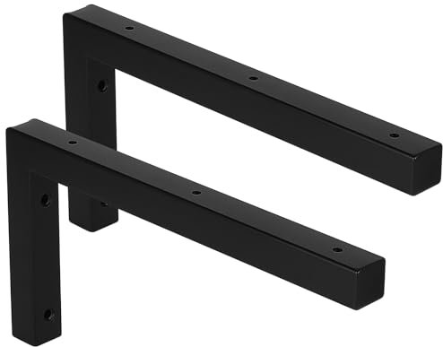 DBREAKS 2x Waschtischhalterung, Waschtischkonsole 30 cm, Wandkonsole aus Metall in Schwarz, Regalhalterung, Schwerlastkonsole, Waschtischplatte, für Waschbecken Stabil, Waschbecken Unterbau