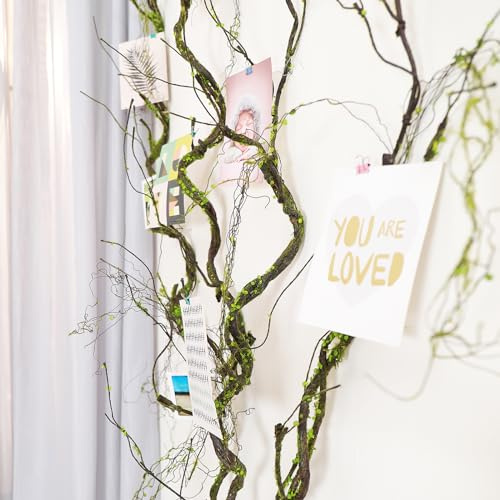 Fosolasi Flexibler künstlicher Baum, Kirschblütenzweige für Reptilien, Reben, Zweige, Stamm, Weinreben, Girlande, Moos, Laubpflanzen, für 3D-Garten, Außenbereich, Wandbehang, Dschungel, Hochzeit,