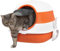 PawHut Katzentoilette mit Deckel, zusammenklappbares Katzenklo inkl. Deodorant, Bodengitter und Streuschaufel, geräumig für Katzen, Weiß+Orange, 52 x 41 x 38 cm