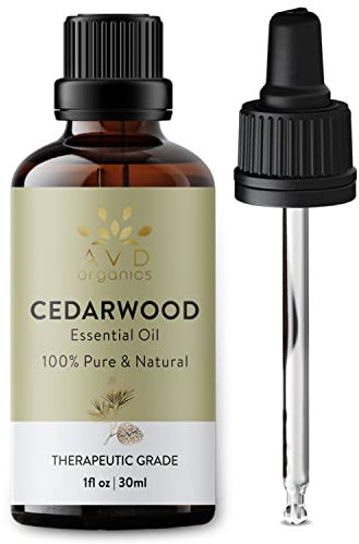AVD ORGANICS Ätherisches Zedernholzöl 30 ml – für Haut und Konzentration – holziges und erdiges Aroma für Klarheit – Diffusor-Duftöl, Seifen, Kerzen – 1 fl. Unze. Oz
