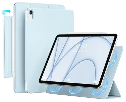 JKSML Magnetisch Hülle für iPad Air 11 Zoll M3/M2 (2025/2024) & iPad Air 5./4.Generation 10.9 Zoll (2022/2020),Unterstützt Pencil Pro/USB-C, Dünn und Leicht Design für Büro/Uni, Himmelblau