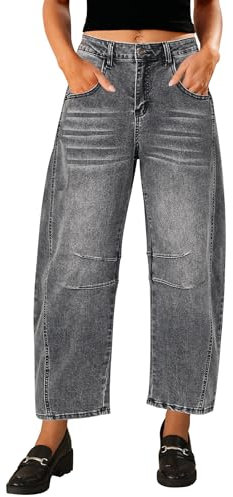 Vetinee Jean Taille Haute Femme Jean Femme Taille Basse Gris Renard Taille XL : pour Les Tailles EU 46 à 48