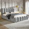 MOTIVENA Grand Bubble Bett 160x200, Polsterbett 160x200 Samt, mit Bettkasten, mit Stauraum, mit Lattenrost, mit Kopfteil, Matratze H3/H4, Grau Hellgrau