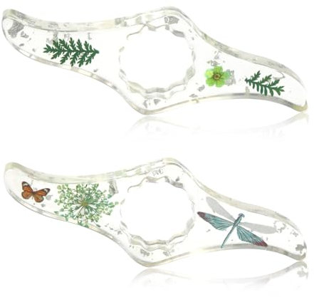 Lot de 2 Porte Page de Livre de Fleurs, Anneau de Pouce Fleurs SéChéEs Bague de Lecture en RéSine Marque Page Porte Livre Floral Ouvre Livre Signet (Libellules et Papillons)