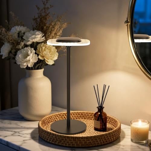 Aigostar LED Akku Tischlampe Kabellos, Nachttischlampe Touch Dimmbar mit RGB + Warmweiß 3000K, Stimmungslicht USB Aufladbar für Schlafzimmer, Restaurant, Wohnzimmer (Quadratisch)