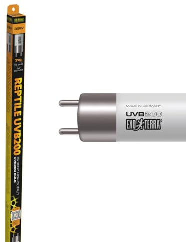 Exo Terra UVB 200 T5 Ultra High Output Fluorescent Reptile Bulb, 39w, 34 | Vitamin D3 & Calcium Support. Ideal for Tall Terrariums.