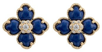 Latelita Lapislazuli Ohrstecker mit Blumenklee in Gold, Silberfarben, Lapislazuli