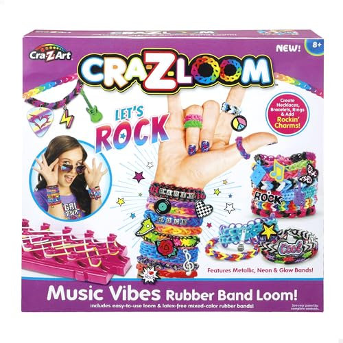 ColorBaby Cra-Z-Art Telar para hacer pulseras de goma, Máquina brazaletes, Incluye 600 gomas elásticas de colores sin látex y abalorios, Set manualidades niña, Gomita elástica pulsera, 8 años