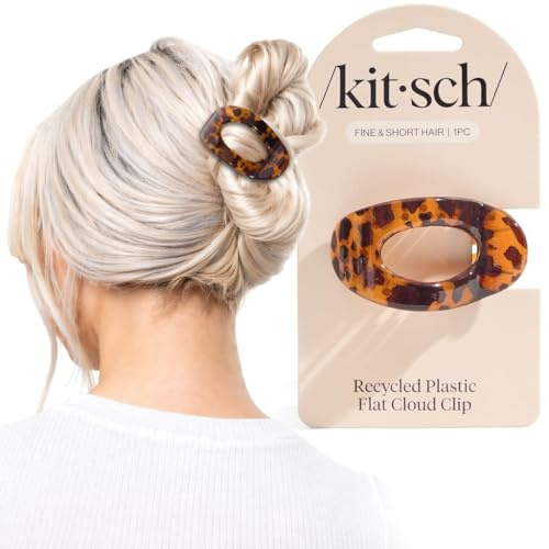 Kitsch Small Flat Claw Clips for Women - Stylish Flat Hair Clips, Strong Hold for Thick & Fine Hair | Non-Slip for Secure, Comfortable All-Day Wear | Ideal Gifts for Women -Tortoise Design