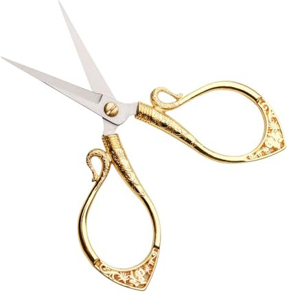 BigKego Vintage Schere Gold Edelstahl Nähen Schere Stickschere Klein Scharf Stoffschere Kreuzstich Bastelschere für Stickerei Nähen Handarbeit und DIY Handwerk