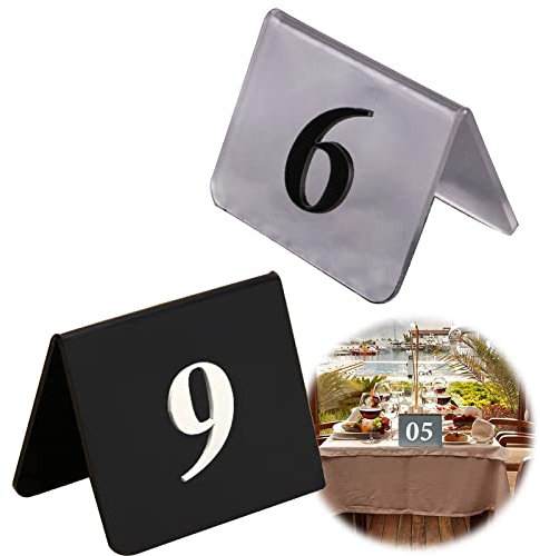Restaurantkartenteller, Tischnummernkarte aus Acryl, 3D digital, transparent, schwarz mattierte Tischkarten, für rustikale Empfänge, Bankette, Cafés, Restaurants, Hotels (klar mattiert, 25. Januar)