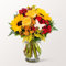 Blumenstrauß Sommergefühl mit Sonnenblumen und Rosen und einem Deko Schmetterlingsstecker, von FloraPrima Blumenversand - 7 Tage Frische pur, Blumenstrauß zum Veschicken