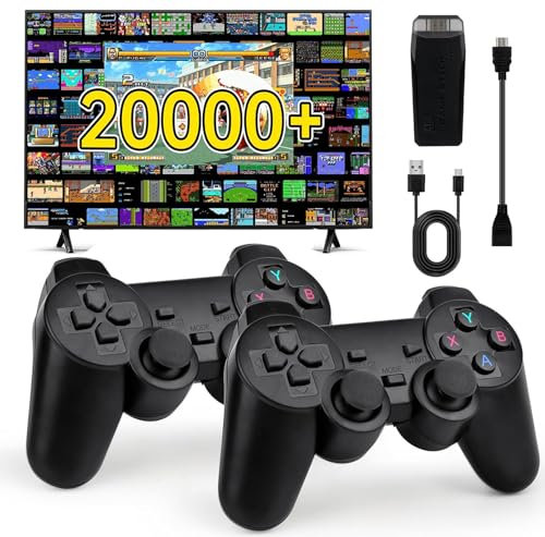 Retro Game Console,Wireless Retro Game Stick with 20,400+ Built-in Games, HDMI Output, Plug & Play, 2.4G Wireless Gamepads, Ideal for Family & Friends Entertainment