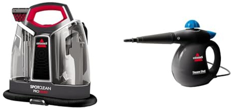 Bundle of BISSELL SpotClean ProHeat Carpet Cleaner + BISSELL SteamShot Handheld Steam Cleaner (36981 & 2635E)