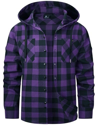 SwissWell Chemise Homme à Carreaux Capuche Chemise Bucheron Homme Flanelle Surchemise Manches Longues