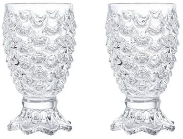 LyzqxHL Stemless Wine Glass, Mermaid Shape Embossed Fish Scale Creative Juice Cold Drink Cup Clear Goblet Cocktail Glasses Coffee Cups, 4 Pack(2 Pack)