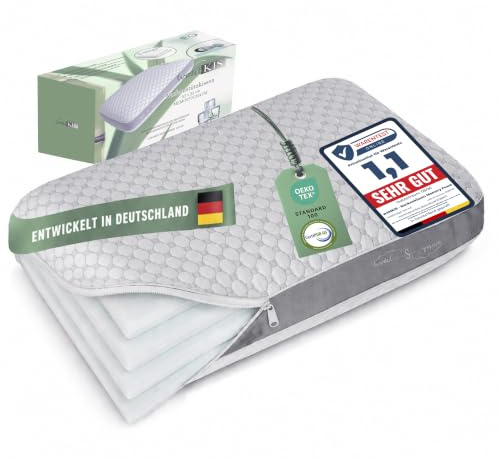 wohlKIS Nackenkissen Memory Foam – ergonomisches Kopfkissen 55x35x12 cm, höhenverstellbar -Seitenschläferkissen -Bauchschläferkissen - Rückenschläferkissen