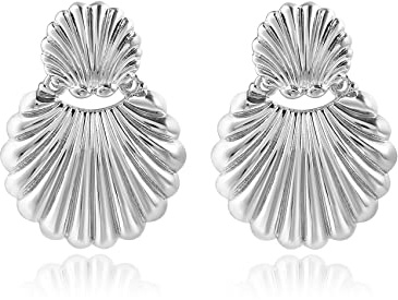 ROISE LADY 14k Vergoldete Klobige Silver Gold Ohrringe Hängend für Damen Muschel Sommer Strand Leichte Hypoallergene Statement Ohrringe