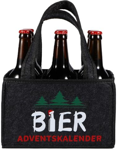 Bier Adventskalender 2025,Biergeschenke für Männer,Männerhandtasche Bier,Weihnachts geschenke Deko,Männergeschenke zum Geburtstag,Lustige Geschenke,Geschenk Mann,6 Flaschenträger mit Flaschenöffner