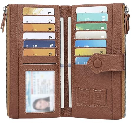 GOIACII Portefeuille pour Femme avec Blocage RFID à Deux Volets de Grande Taille avec Plusieurs Fentes pour Cartes