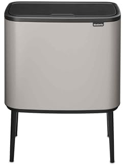 Brabantia Poubelle Bo Touch 11+23L (Gris clair) – Poubelle cuisine 2 bacs à ouverture automatique soft-touch – Système de tri des déchets avec seau amovible – Sacs-poubelle PerfectFit gratuits inclus
