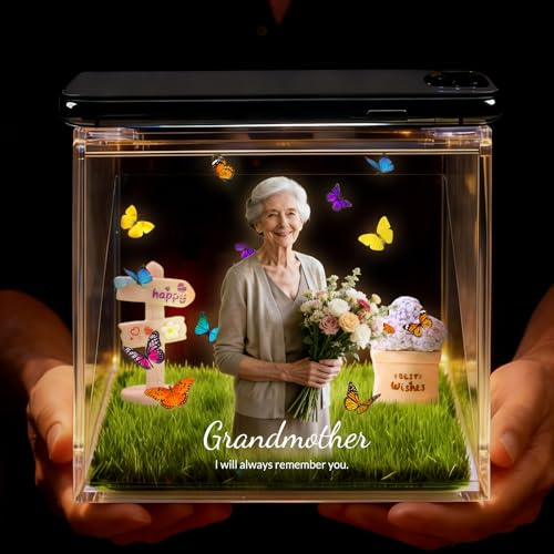 Sastridft Personalisiertes Gedenkgeschenk für geliebte Menschen, individuelles 3D-Hologramm, digitales Video-Projektionshaus mit Namen, Zeit, personalisiertes Erinnerungsgeschenk für Verlust