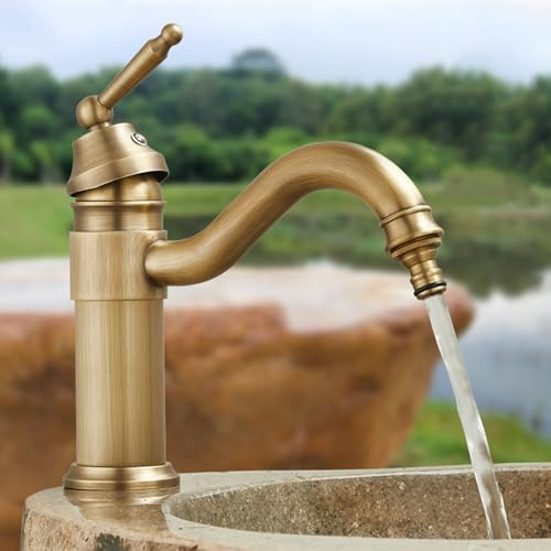 XSDSM Rubinetto Giardino Retrò Girevole A 360° Rubinetti Da Esterno con Miscelatore Acqua Calda E Fredda In Ottone,21 cm