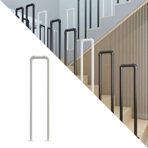 Wrought Iron Railing - Matte Black Metal Stair Railing with Installation Kit for Outdoor Steps, Decking, Garden, Terrace, and Balcony