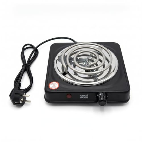 COCO MAX Hornillo Eléctrico Cachimba 1000W – Encendedor de Carbón Natural para Shisha – Placa Eléctrica con Bobina de Acero Inoxidable – Encendido Rápido, Portátil y Fácil de Usar