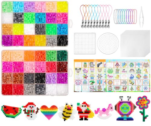 AUAUY 3360pcs Fuse Beads Kit, 36 Colors 5mm Iron Beads Set for Decoration