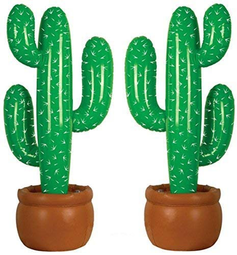 2 x Aufblasbar Kaktus Aufblasen 105cm Wilder Westen Mexikanischer Strand Party Dekoration
