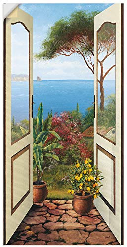 ARTland Wanddeko Wandtattoo selbstklebende Vinylfolie 75x150 cm Fensterblick Garten Meer Landschaft Küste Natur Meerblick D4NO