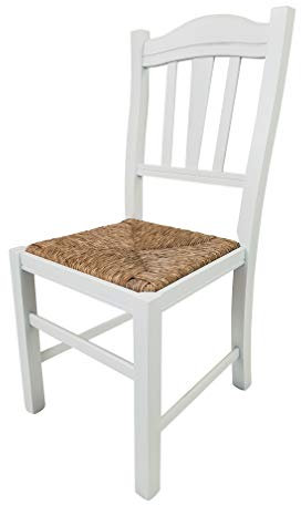 Totò Piccinni ORDINE MINIMO 2pz, Sedia SILVANA in legno di faggio, ALTISSIMA QUALITA', robusta 8Kg, già montata (Bianco Laccato, Seduta Paglia)