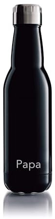 BOHORIA® Isolierte Edelstahl Trinkflasche 500ml mit Gravur - personalisierte Geschenkidee - Thermo-Flasche Doppelwandig & Vakuumisoliert - Flasche für Arbeit, Schule, Sport, Reisen (Black Bottle)