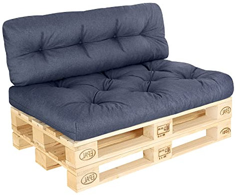 Pillows24 – Palettenkissen – 2-teiliges Set | Palettenauflage für Palettensofa | Sitz- und Rückenkissen für Europaletten | Palettenmöbel Indoor & Outdoor, UV-beständig | Made in EU | Blau