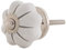 Möbelknopf Kürbisform klein Keramik Porzellan Vintage Landhausstil Shabby-Chic 34 Ø metrisch M3 Edelstahl (weiss Silber)