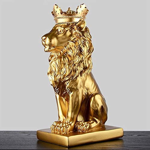 Sdllmta 4 kreative Farben krönen goldene löwe Statue tierfigur Harz Moderne schwarz/weiß Dekoration skulptur Handwerk Schreibtisch zu Hause, golden